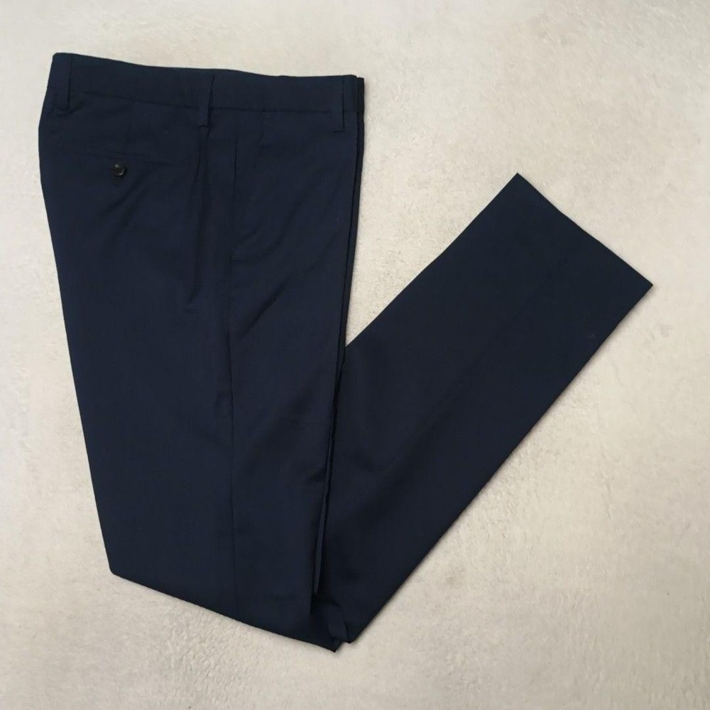 Bonobos Pants Men 32x34 Blue Tailored Dress Wool Polyester Lined Work Suit Slack